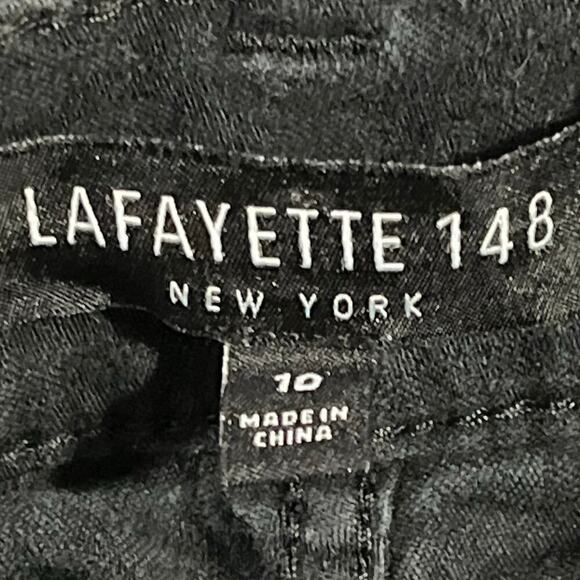 Lafayette 148 Black Stretch Textured Slim Pants Tapered Leg Women’s Size 10 - Picture 5 of 9